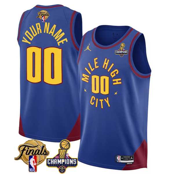 Mens Denver Nuggets Active Player Custom Blue 2023 Nuggets Champions Patch And Finals Patch Statemenr Edition Stitched Basketball Jersey->customized nba jersey->Custom Jersey